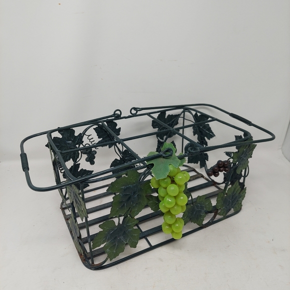 Wrought Iron Wine Basket 6 Bottle Caddy Leaf Grape Ivy Storage Decorative Tuscan - Picture 11 of 12